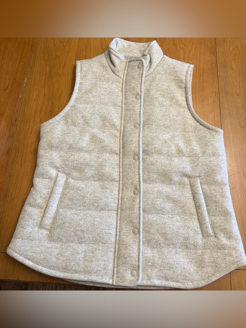 croft & barrow Light Gray Quilted Sleeveless Puffer Vest | Outdoorwear Preppy |M